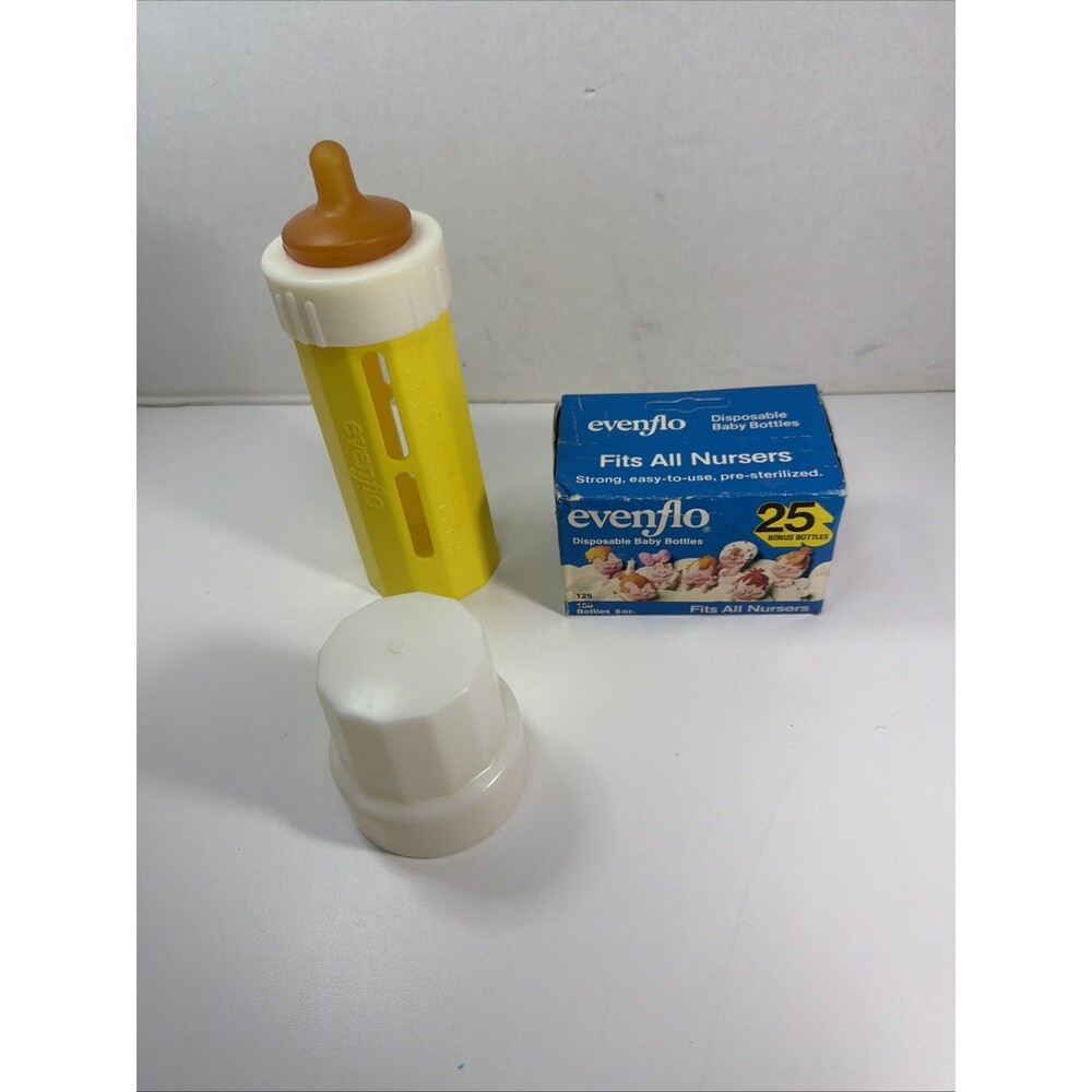 Vtg Evenflo Disposable Toss'ems Baby Bottle 1970s Drop In Nurser & Nipple & Bags